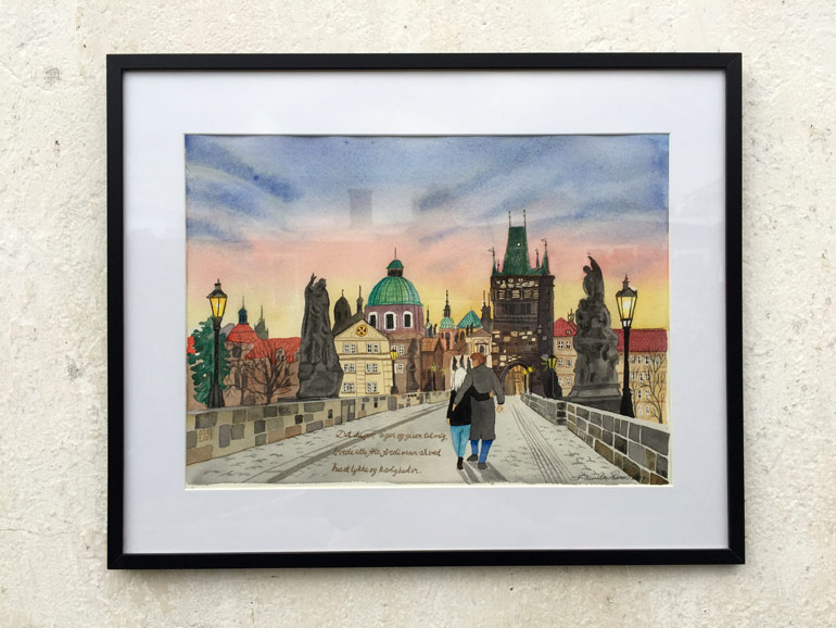 Bymaleri over Karlsbroen i Prag