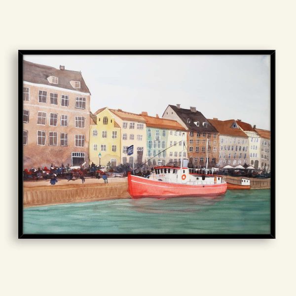 Nyhavn akvarel maleri af Kamilla Ruus
