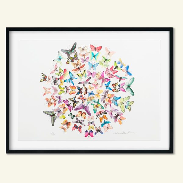Dekorativt A3 kunsttryk sommerfugle af Kamilla Ruus