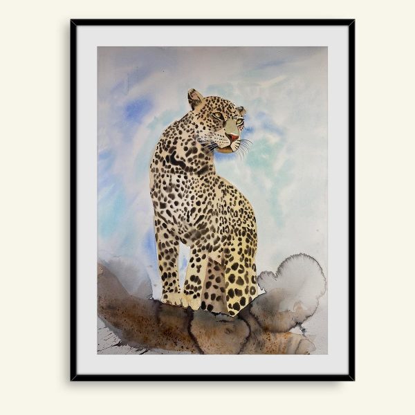Akvarel maleri af leopard af Kamilla Ruus