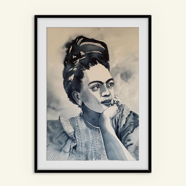 Akvarel portræt maleri af Frida Kahlo malet af Kamila Ruus