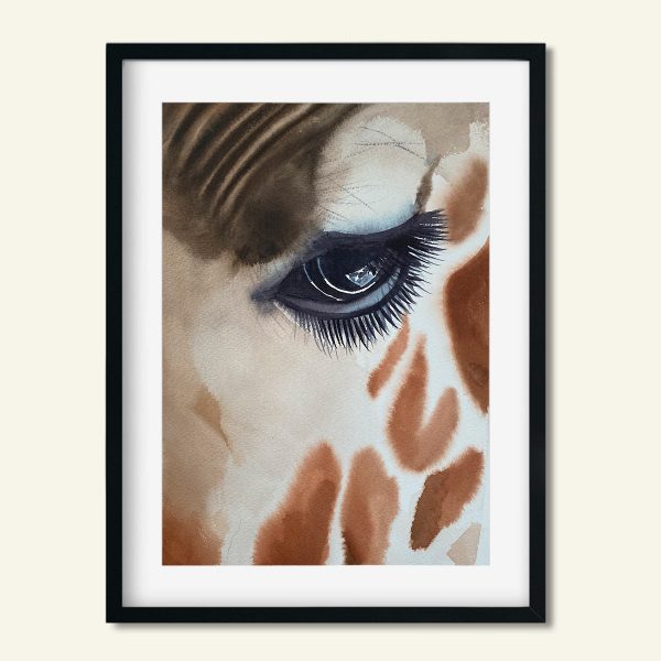Maleri giraf øje af Kamilla Ruus