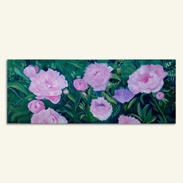 Maleri af lyserøde pæoner af Kamilla Ruus