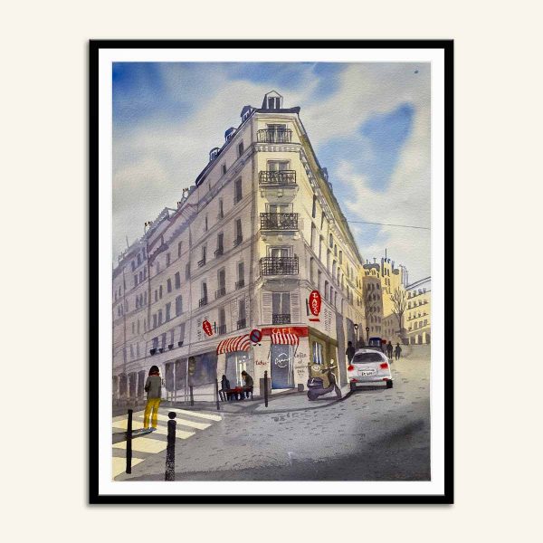 Kamilla Ruus maleri af Café Tabac i Paris