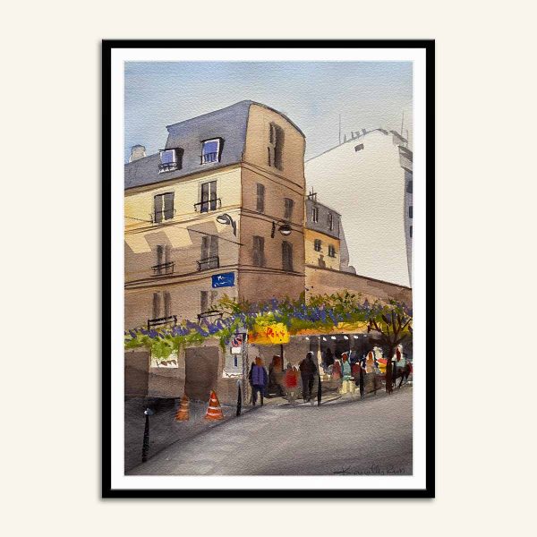 Maleri af Le Vrai Paris Café af Kamilla Ruus