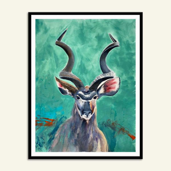 Maleri af stor kudu antilope af Kamilla Ruus