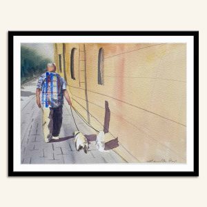 Maleri af mandlig hundelufter i Stockholm malet af Kamilla Ruus