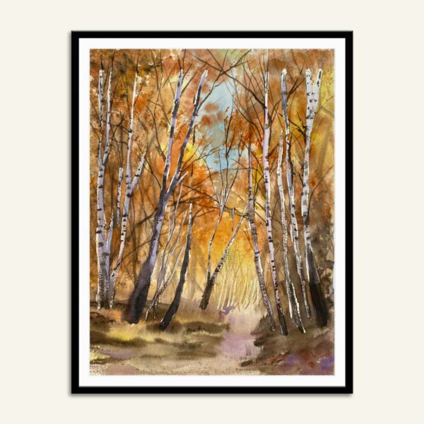 Efterår i skoven maleri af Kamilla Ruus