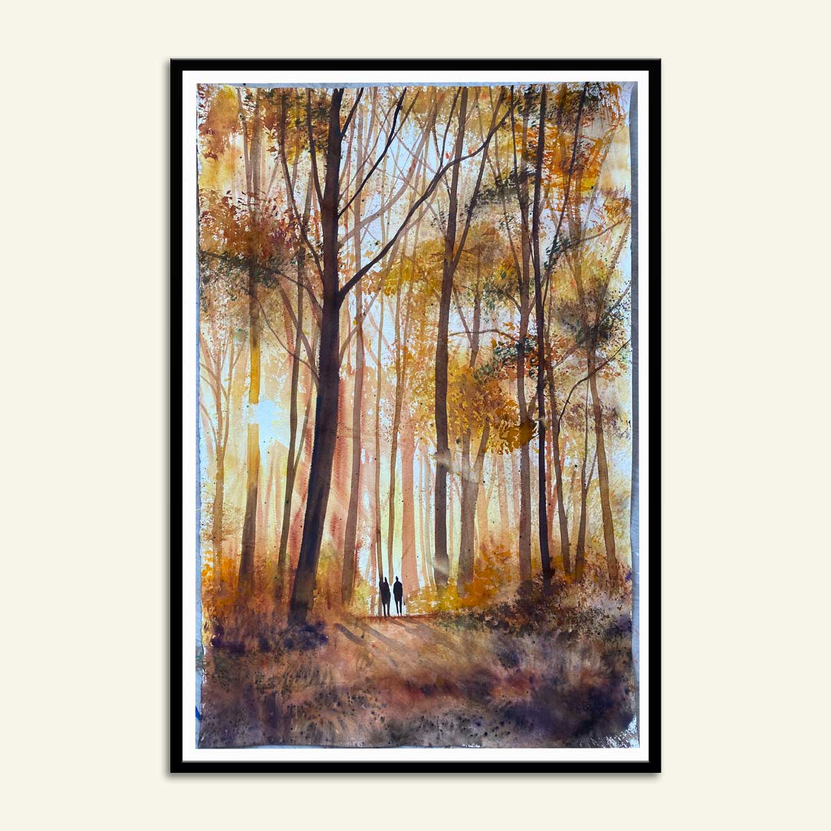 Maleri af skoven om efteråret malet af Kamilla Ruus